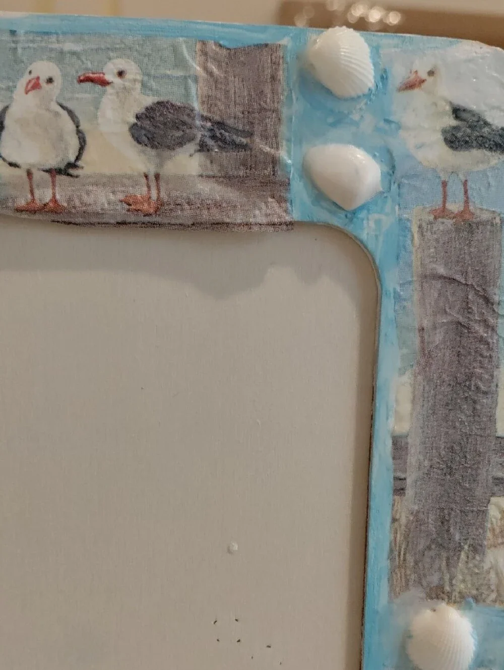 Coastal Seagull Decorative Photo Frame - Light Blue 5x7 Decoupaged.